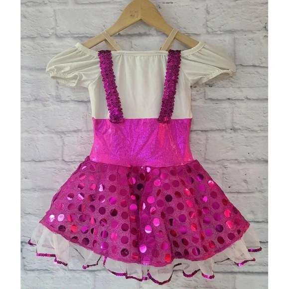 A Wish Come True Dance Costume Dancewear Girl's 5-7 Feelin' Good Pink Sequins - Picture 3 of 6